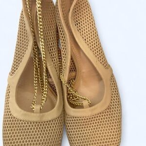 Cream mesh heels with gold chain detail Sheln 9